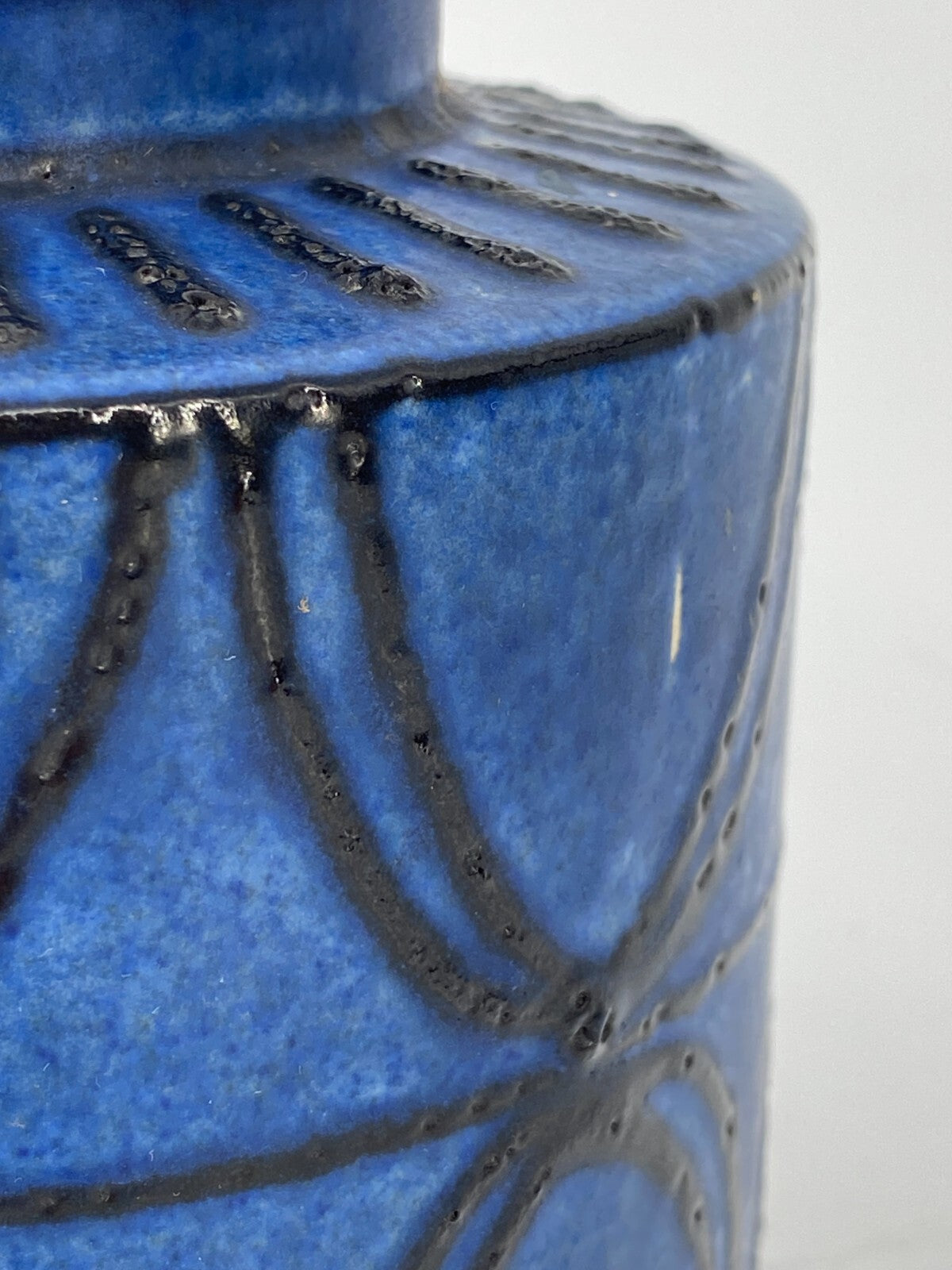 * KERAMIK VASE CARSTENS 1264-16 BLAU SCHWARZ BRAUN 60ER MID CENTURY VINTAGE 15CM