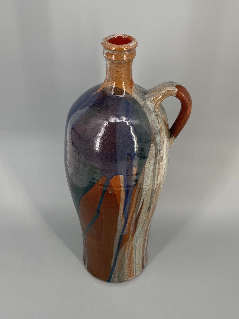 * VASE STUDIOKERAMIK KRUG KARAFFE KERAMIK HENKELVASE SIGNIERT SH MID CENTURY