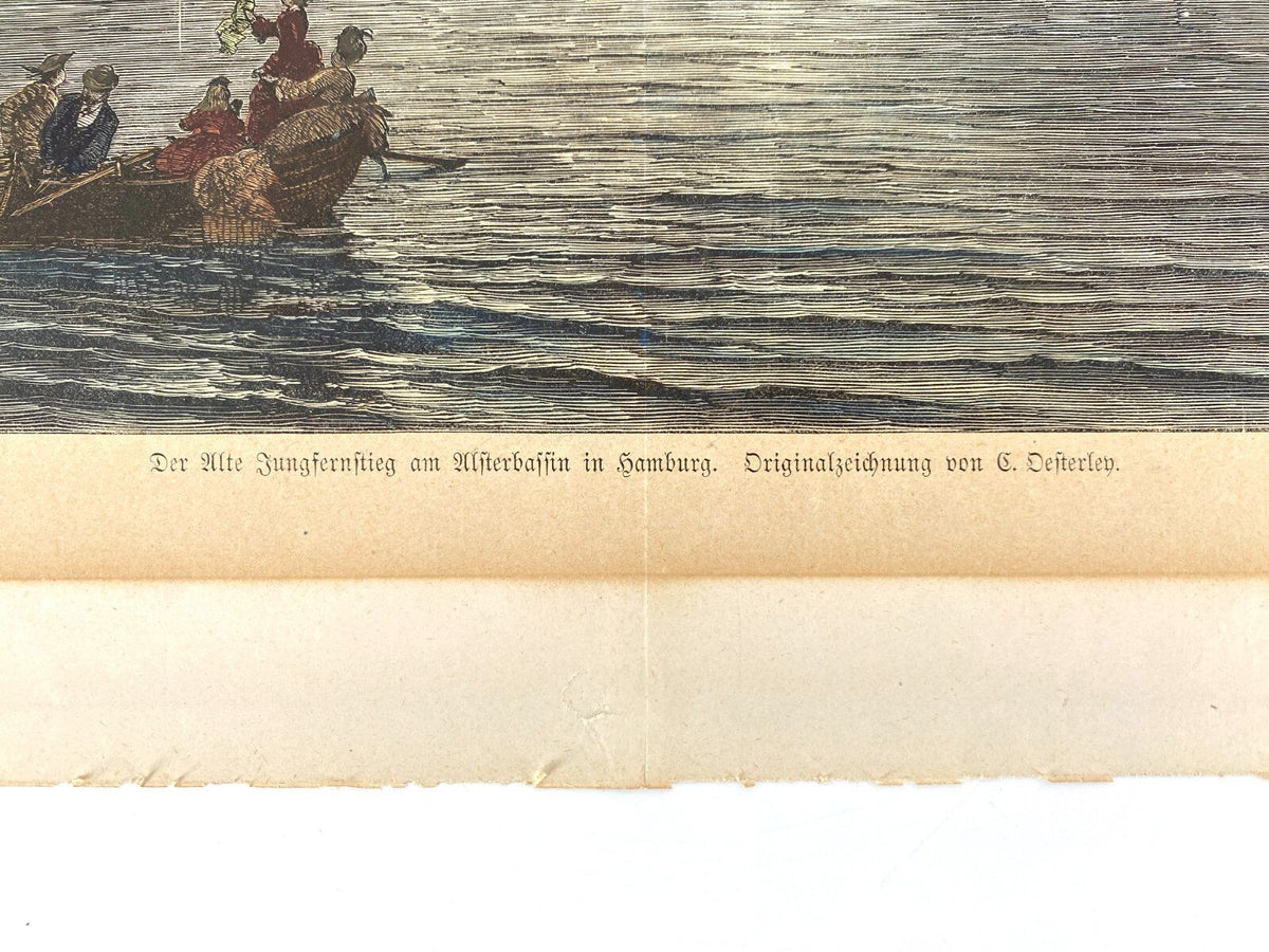 *GRAFIK DER ALTE JUNGFERNSTIEG DRUCK HAMBURG C. OESTERLEY 1875