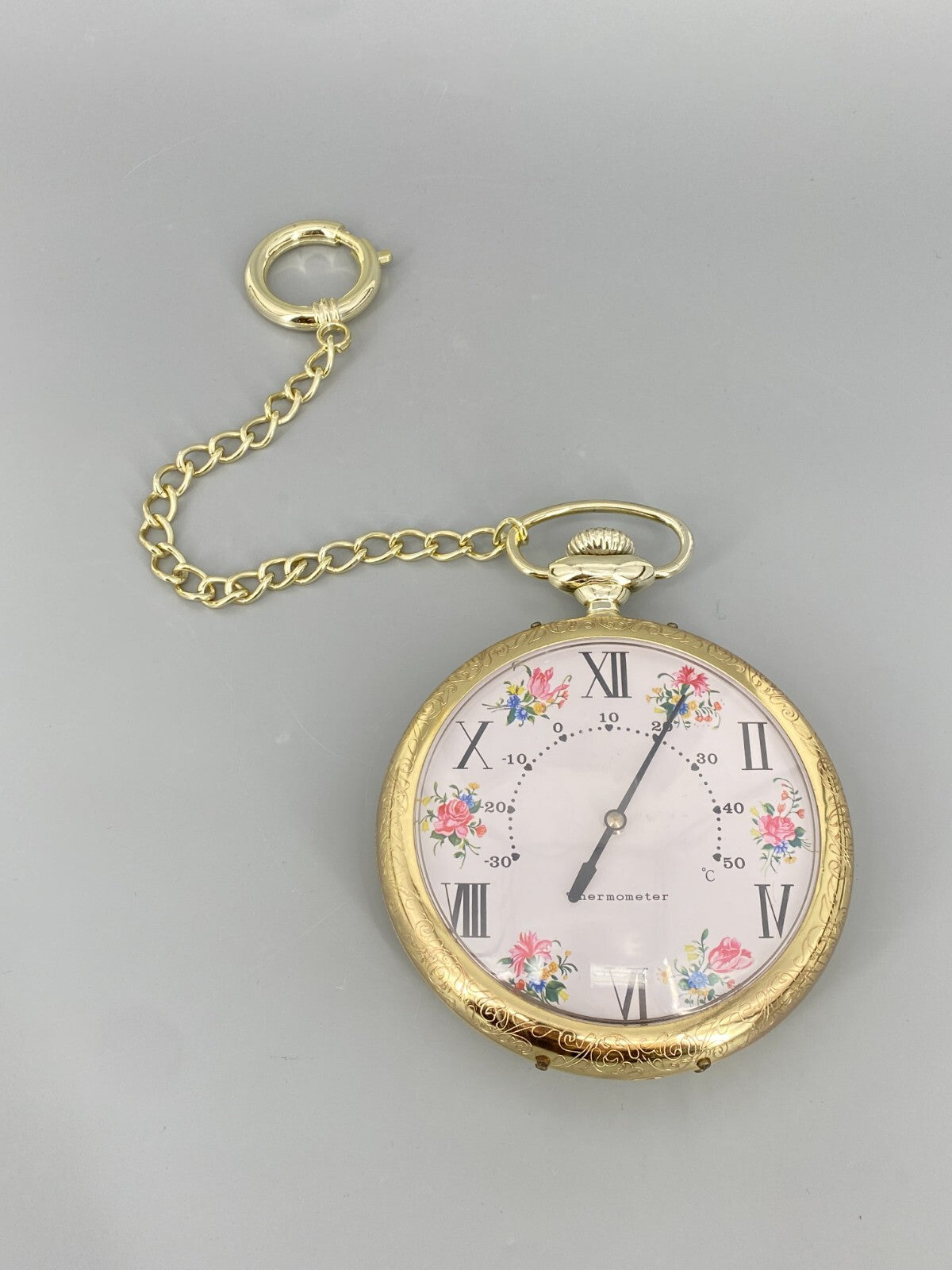* THERMOMETER TASCHENUHR DEKO RETRO JUGENDSTIL KUNSTSTOFF