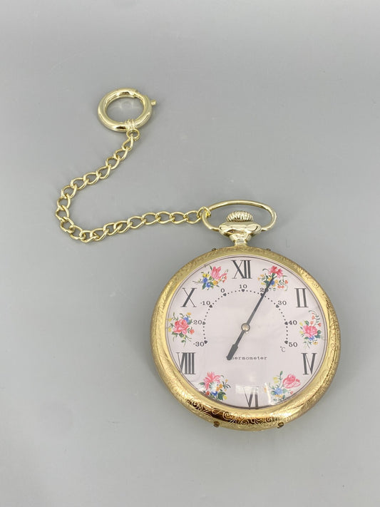 * THERMOMETER TASCHENUHR DEKO RETRO JUGENDSTIL KUNSTSTOFF