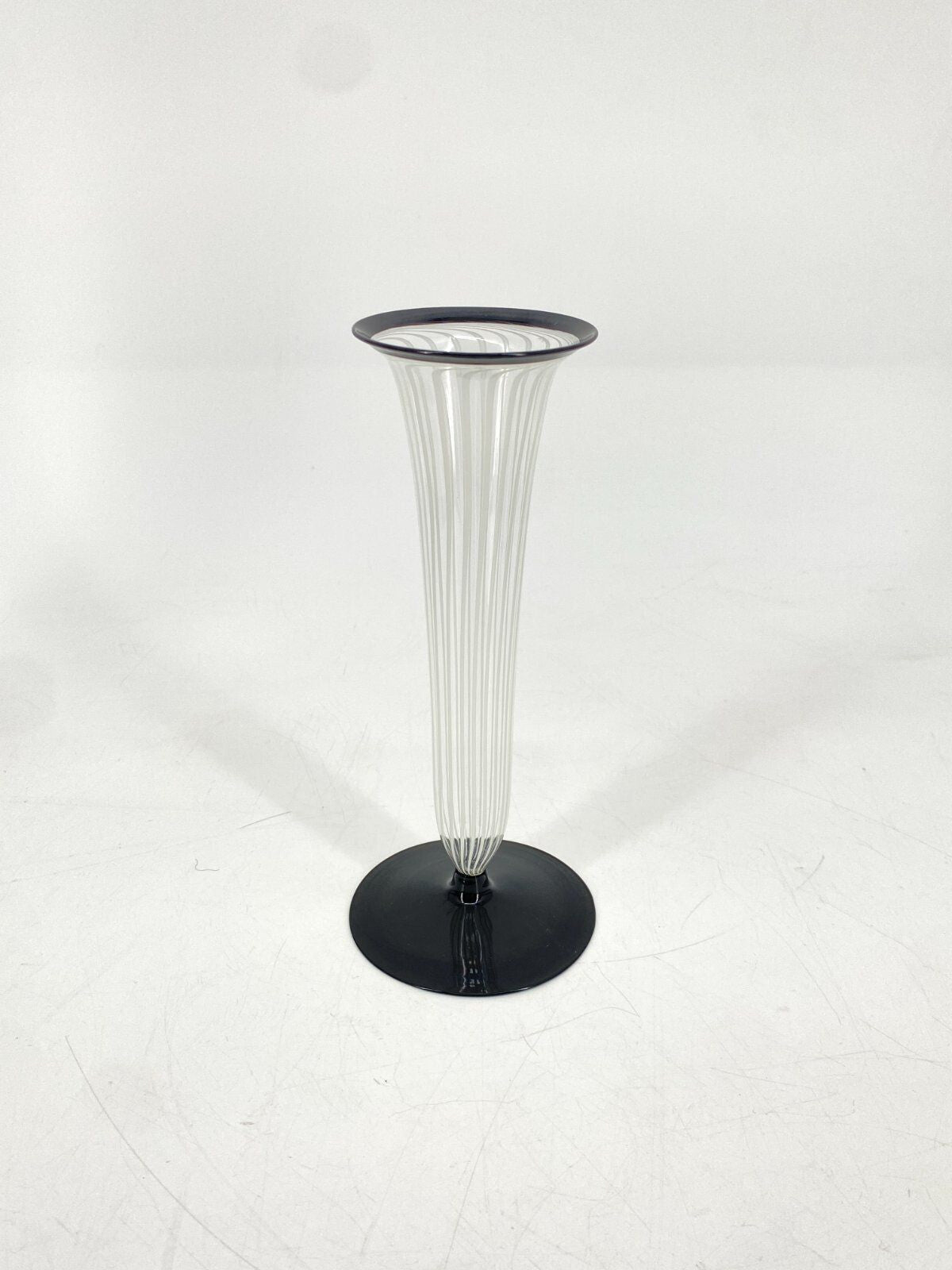 * VASE MURANO GLAS SCHWARZ WEIß VINTAGE MID CENTURY 50ER 60ER