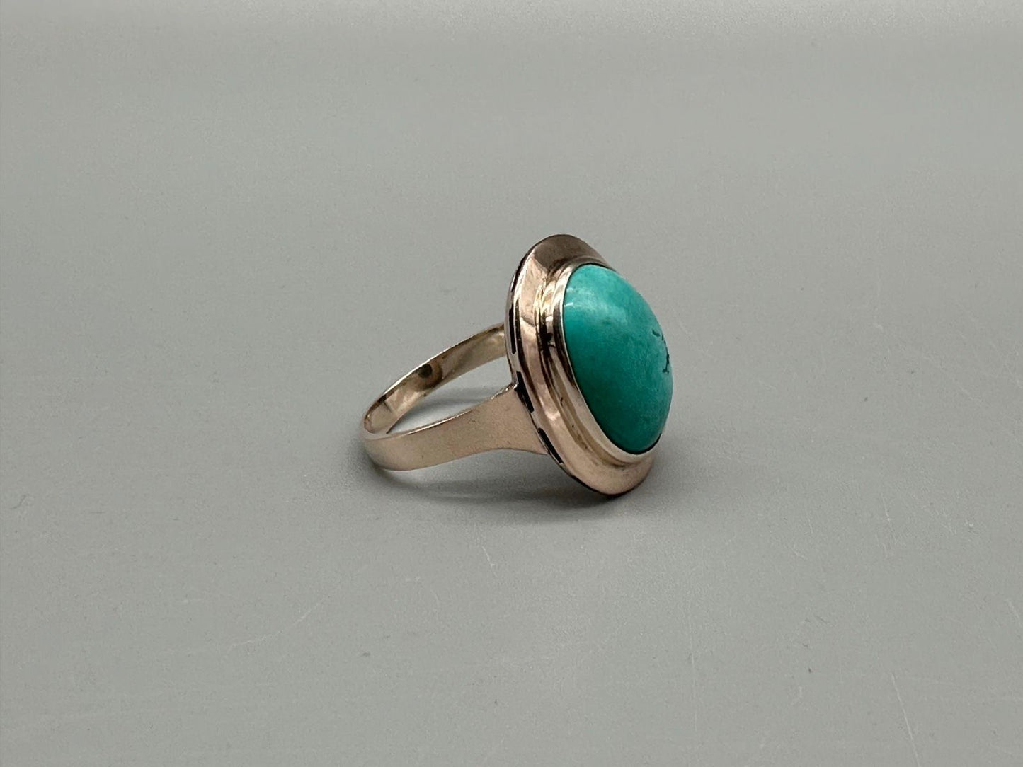 RING GR. 54 GOLD 333ER ROSÈ GOLD 8K TÜRKIS CABOCHON