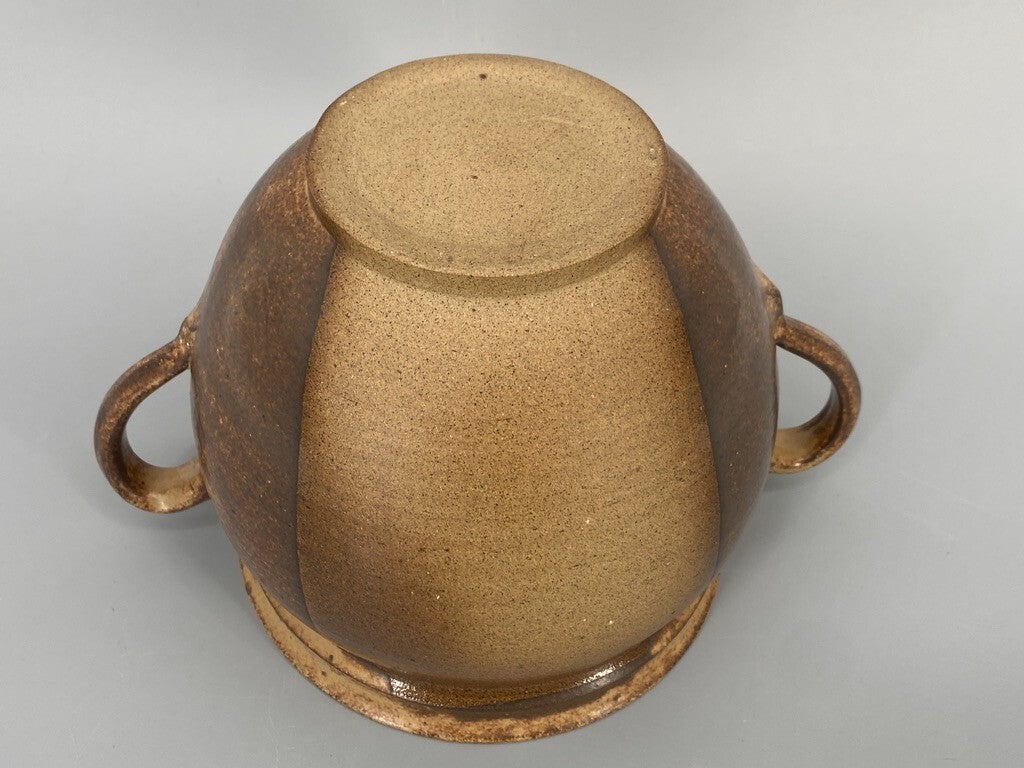 * HENKELVASE KRUG ÜBERTOPF STUDIOKERAMIK TOPF KERAMIK SIGNIERT K MID CENTURY