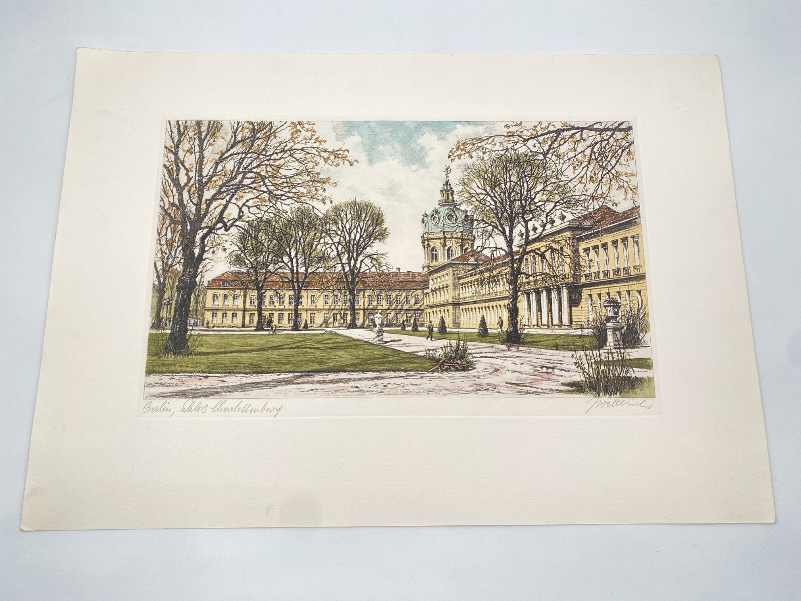 KÜNSTLER HEINZ WEHLISCH RADIERUNG KOLORIERT SCHLOSS CHARLOTTENBURG SIGNIERT