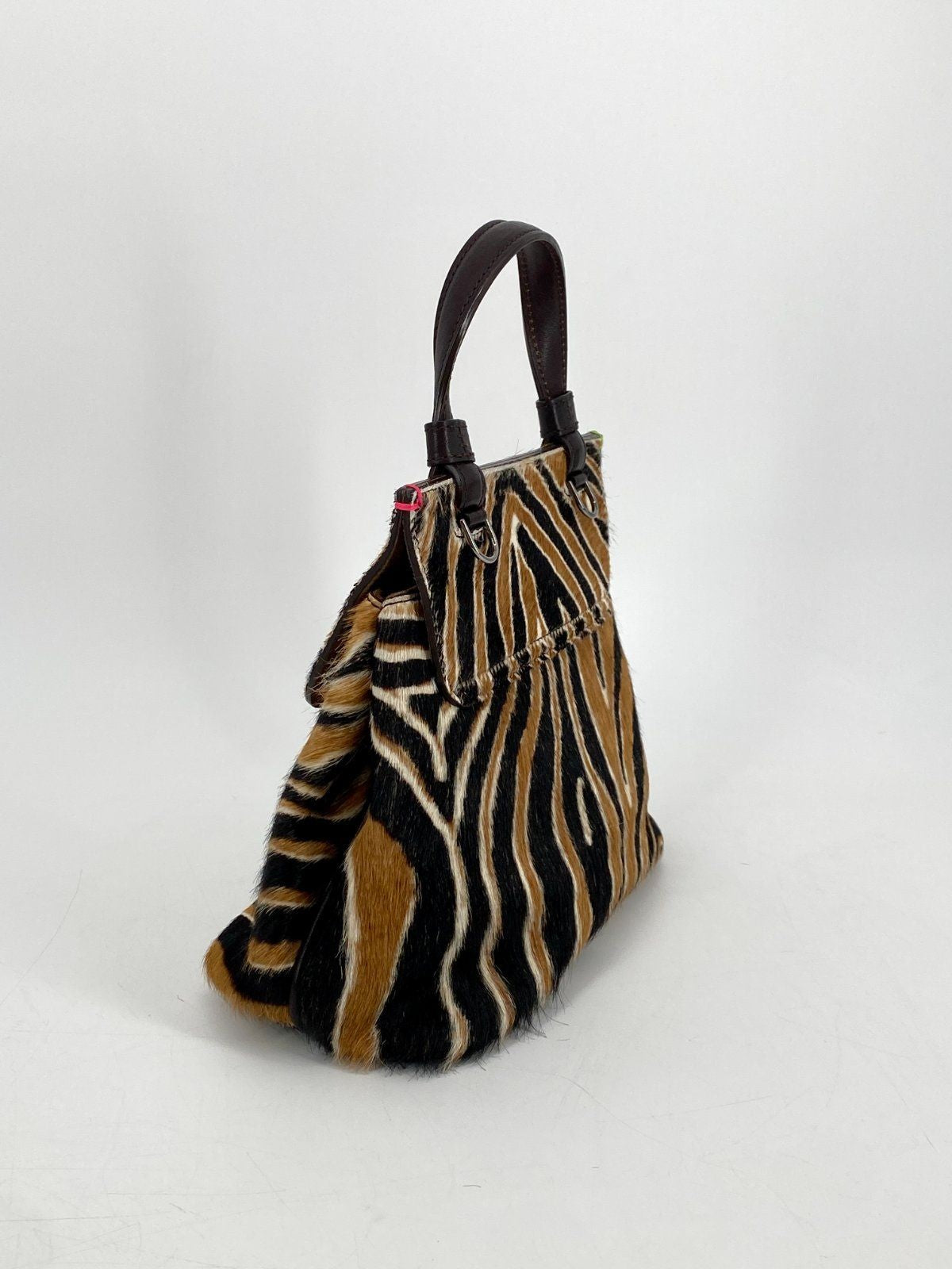 * ROSAMARO HANDGEMACHTE HANDTASCHE ITALIEN LEDER ZEBRA PRINT