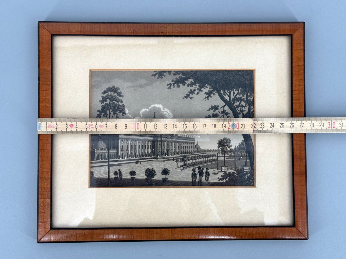 *DRUCKGRAFIK AQUATINTA POTSDAM NEUES PALAIS 1820 ANTIK  SANSSOUCI