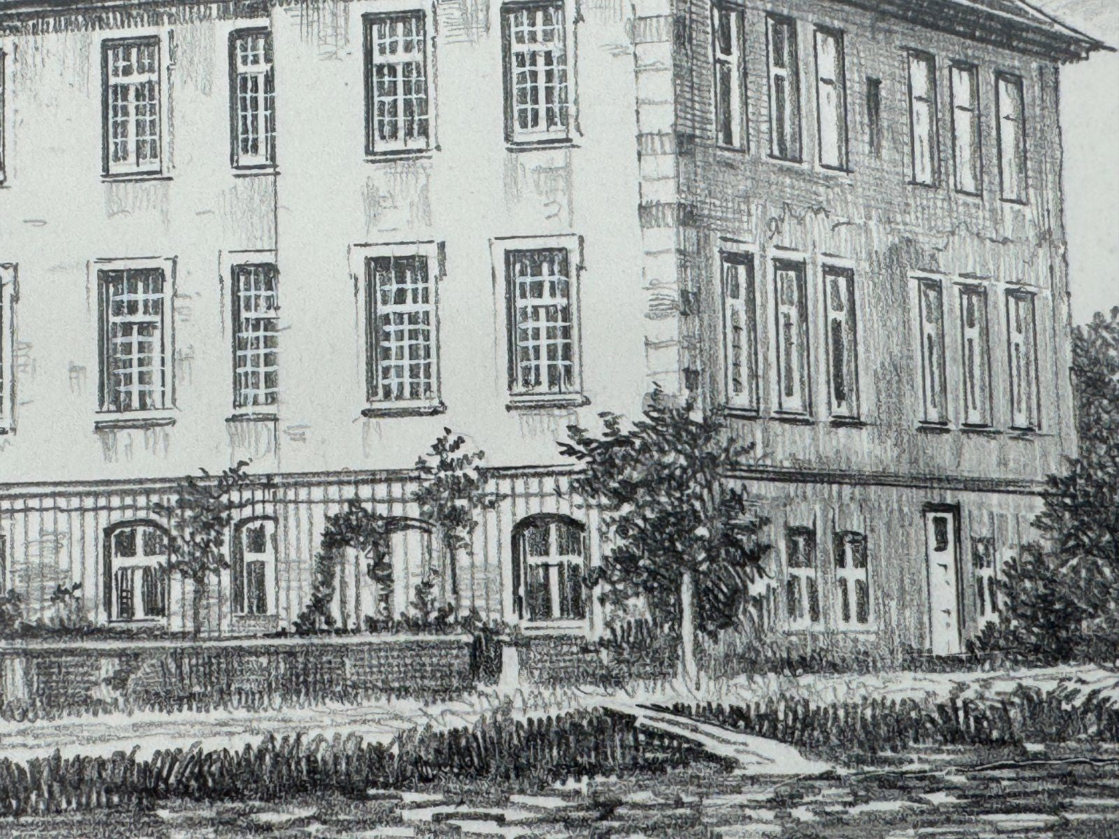 * HEINZ WEHLISCH ZEICHNUNG SCHLOß HARKOTTEN WARENDORF ANSICHT SIGNIERT