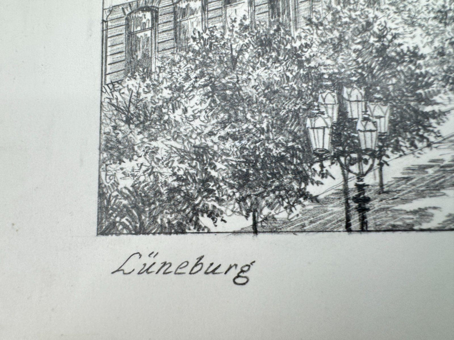 * HEINZ WEHLISCH ZEICHNUNG RATHAUS LÜNEBURG UM 1900 ANSICHT SIGNIERT