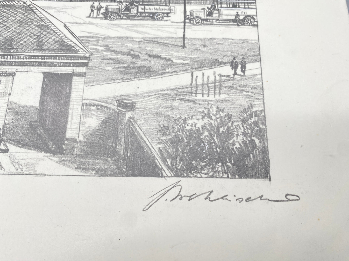 HEINZ WEHLISCH WERK BERLIN MARIENFELDE UM 1907 ORIGINAL ZEICHNUNG HANDSIGNIERT