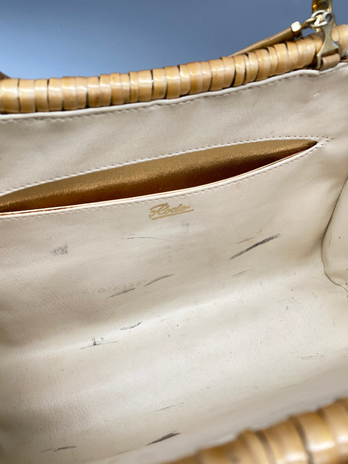 RODO DAMEN CLUTCH HANDTASCHE KORBGEFLECHT MADE IN ITALY 70ER JAHRE VINTAGE