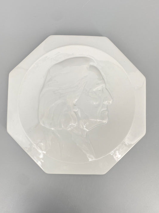 * RELIEF PLATTE PORZELLAN LISZT KOMPONIST PORTRÄT HUTSCHENREUTHER 20ER ANTIK