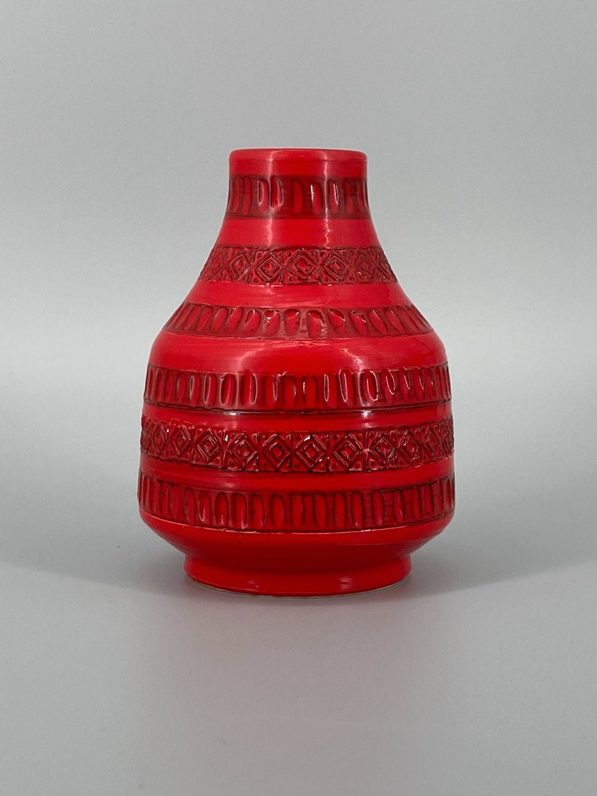 * VASE ITALY POTTERY BITOSSI LONDI ROT GEOMETRIE VINTAGE 60er