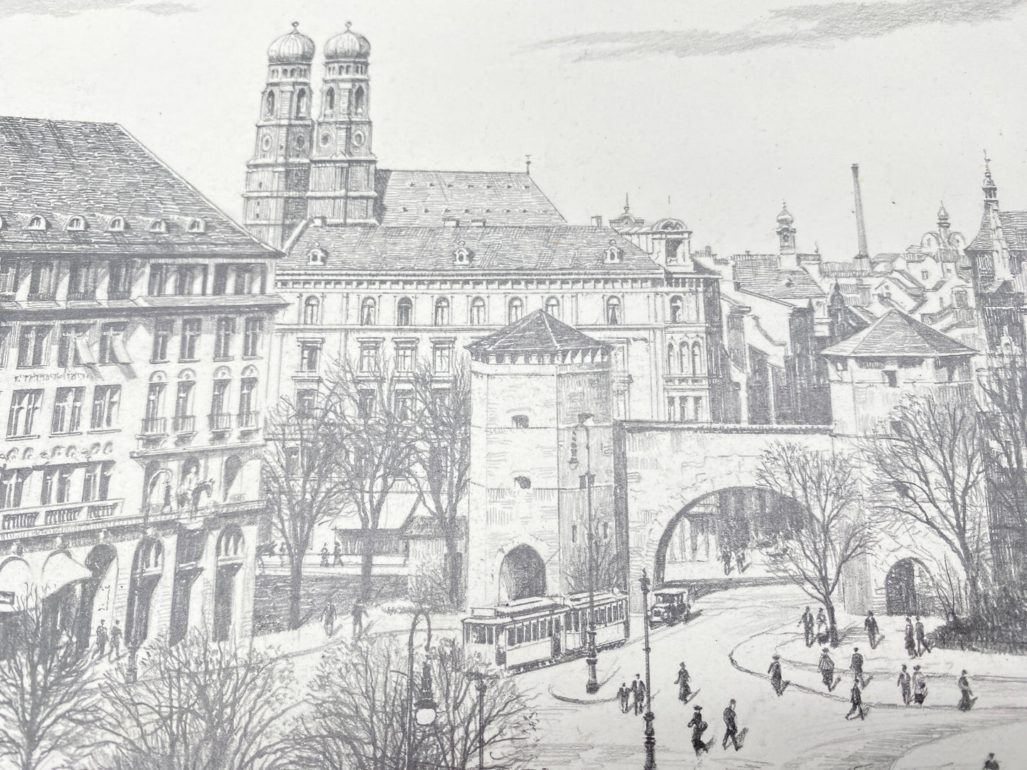 HEINZ WEHLISCH ZEICHNUNG BERLIN DIE DORFKIRCHE TEMPELHOF UM 1840 HANDSIGNIERT