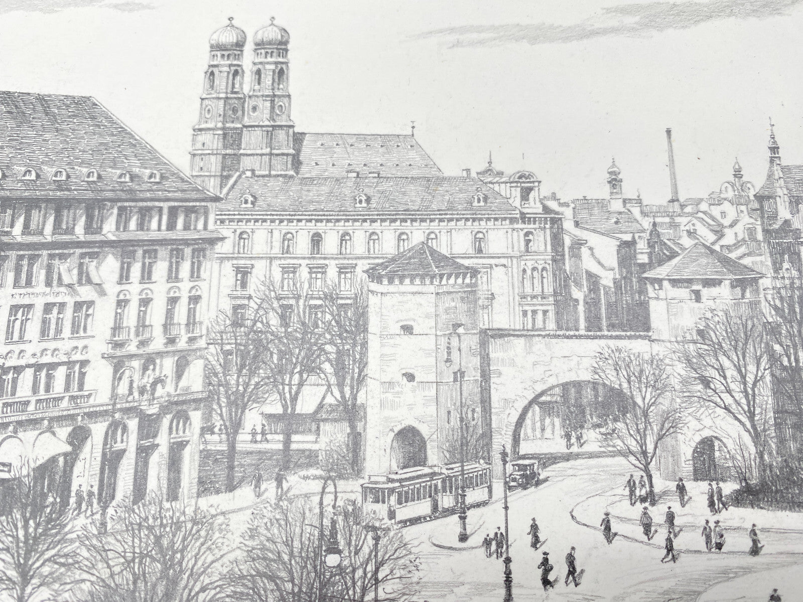 HEINZ WEHLISCH ZEICHNUNG BERLIN DIE DORFKIRCHE TEMPELHOF UM 1840 HANDSIGNIERT