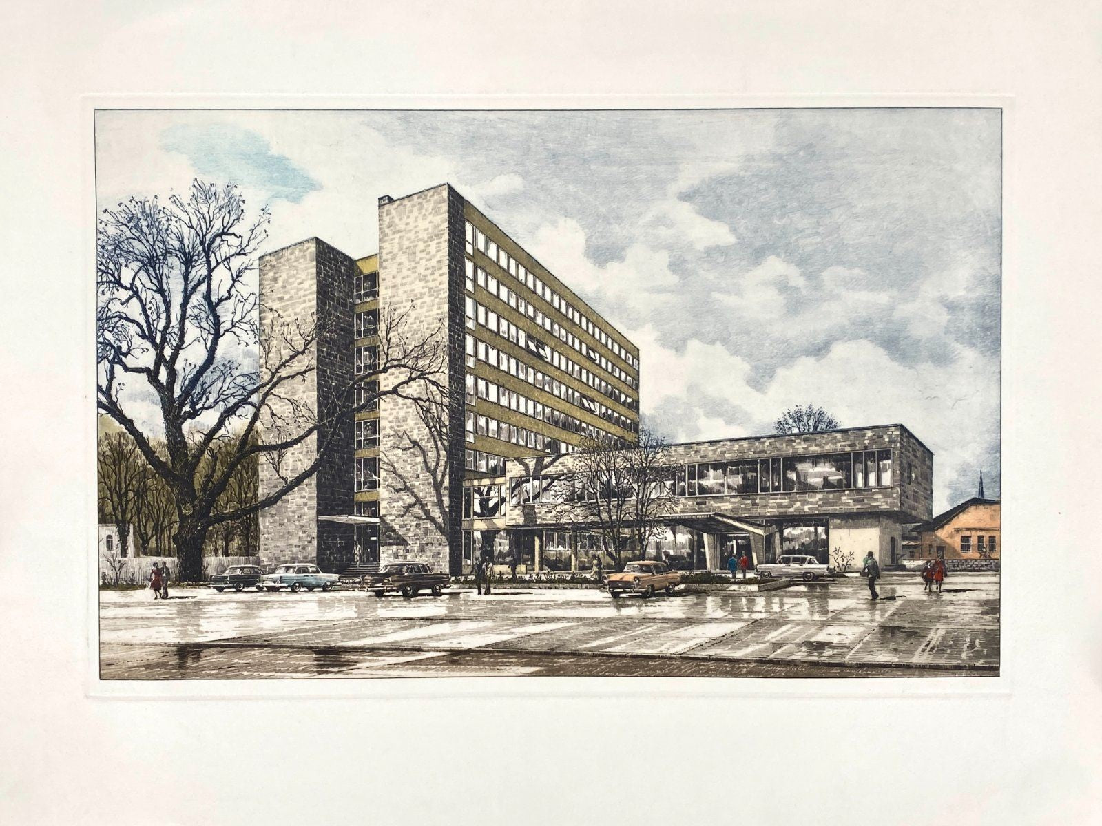 *GRAFIK LITHOGRAFIE HEINZ WEHLISCH DEUTSCHLAND GEBÄUDE ORIGINAL
