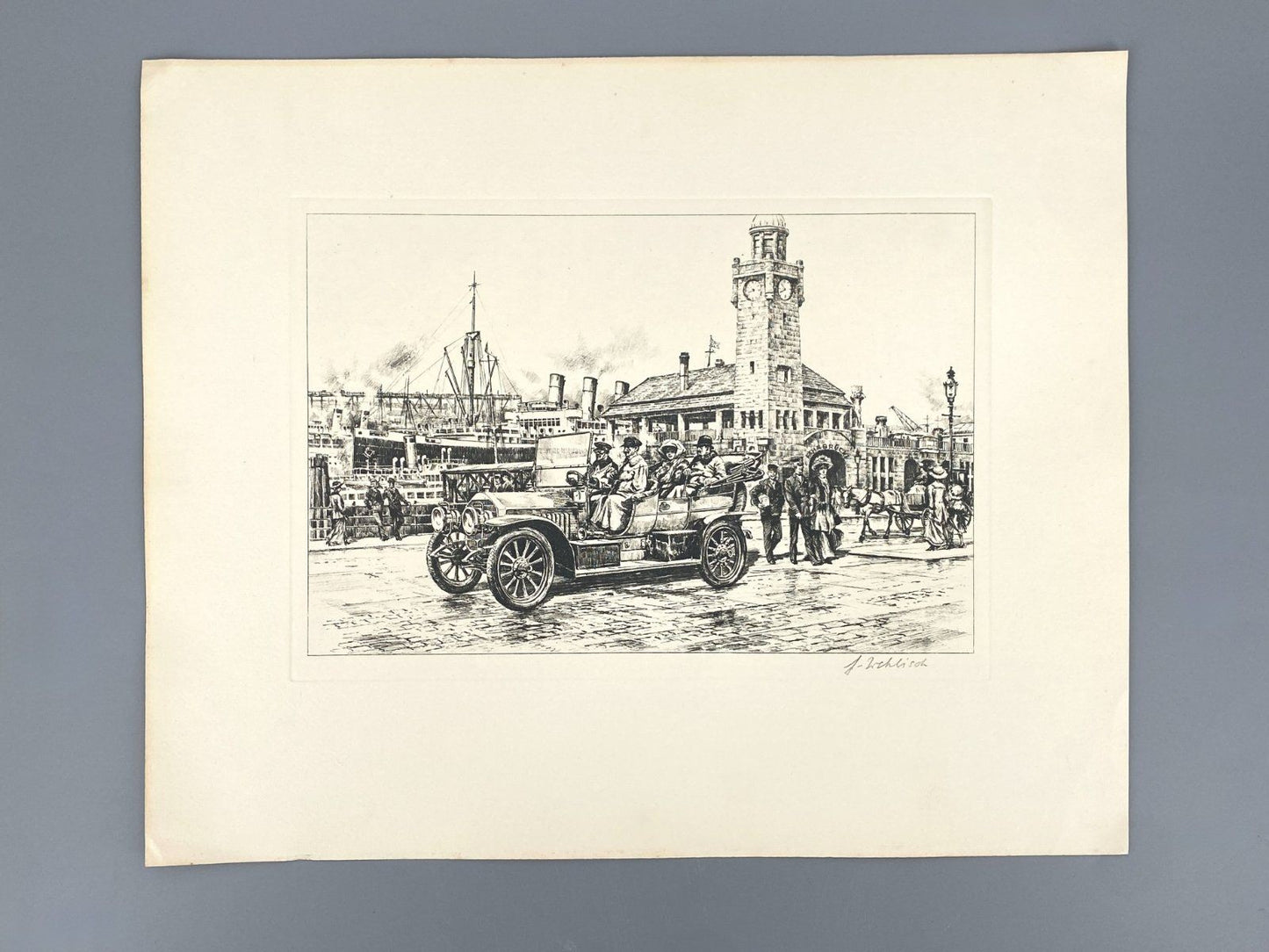 *1v6 KUNSTDRUCK HEINZ WEHLISCH HAMBURG ST. PAULI AUTOMOBIL OPEL