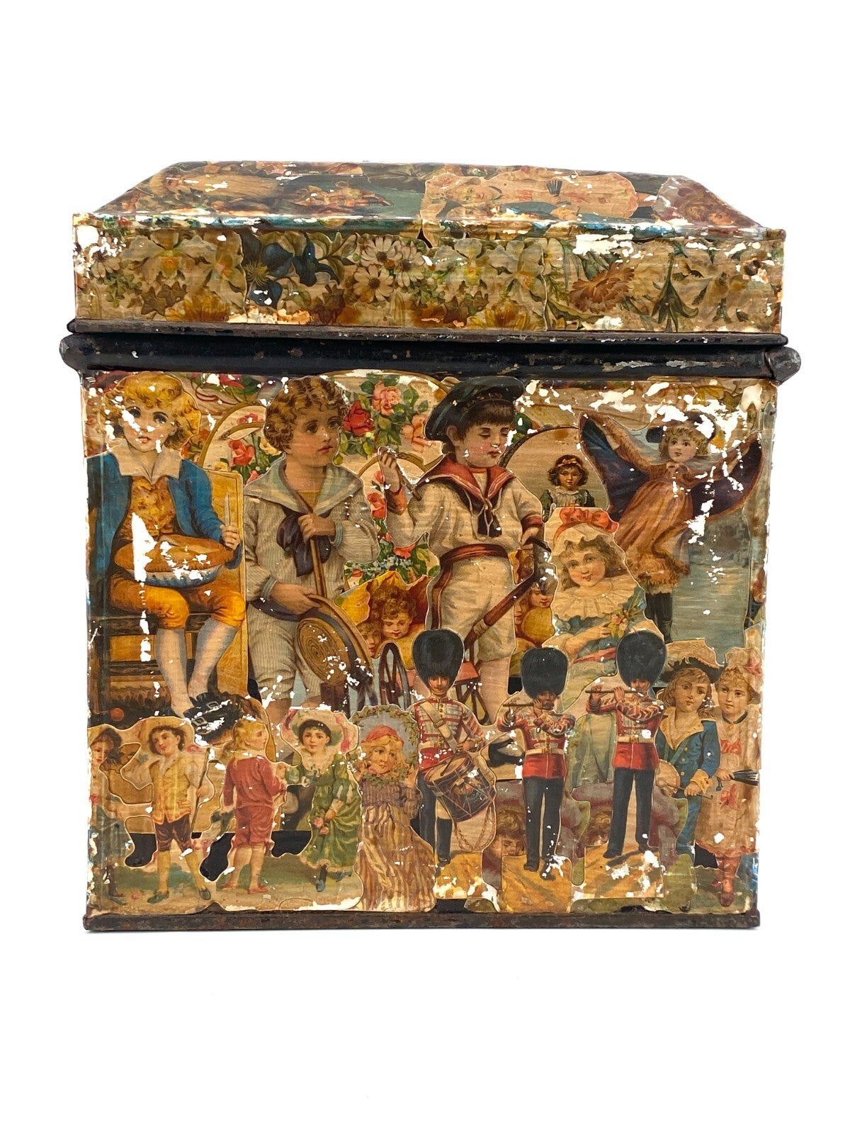 *METALL KISTE BOX BLECH ANTIK VINTAGE GROSS AUFBEWAHRUNG DECOUPAGE COLLAGE