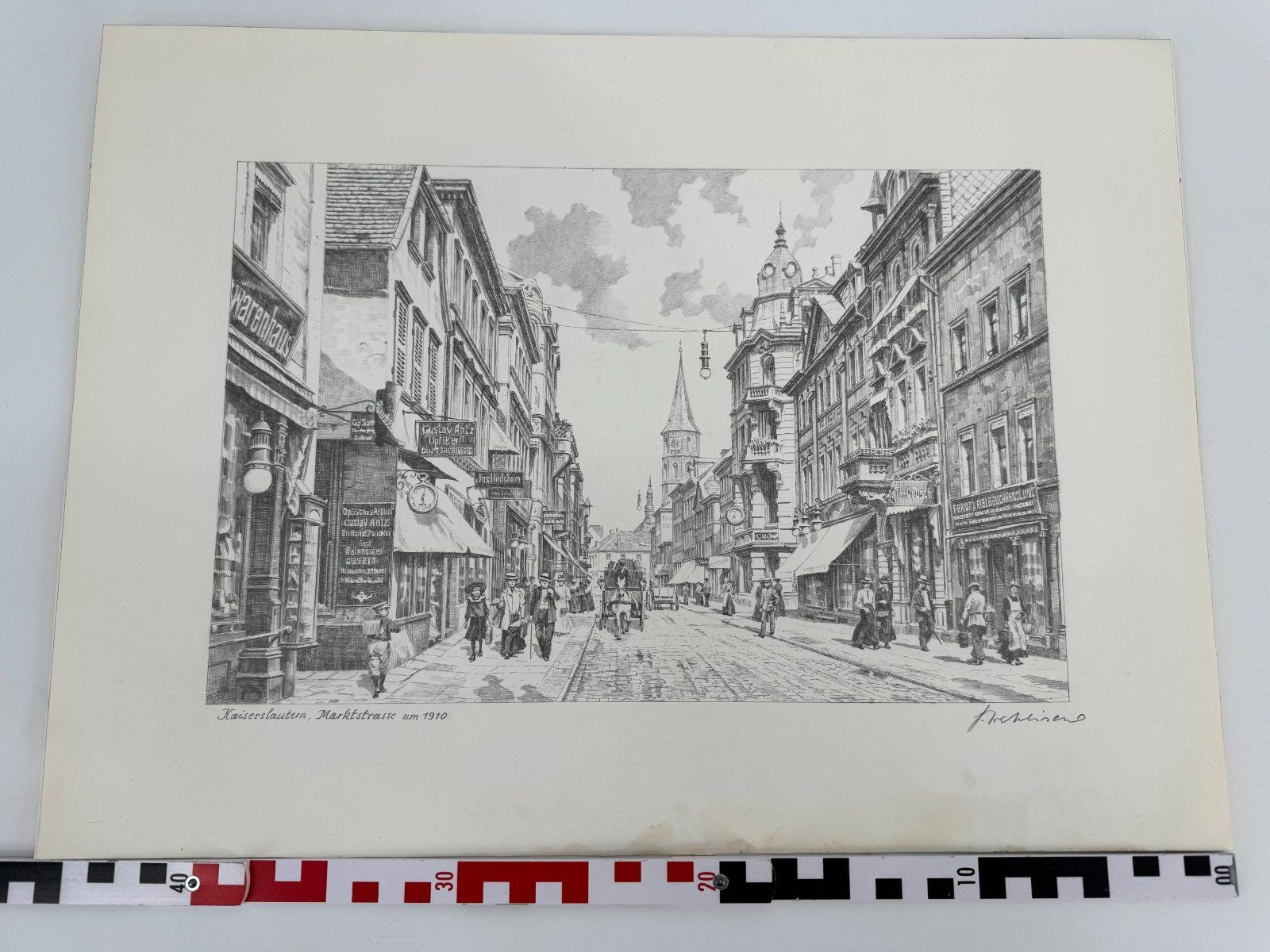 * HEINZ WEHLISCH ZEICHNUNG KAISERSLAUTERN MARKTSTRASSE 1910 ANSICHT