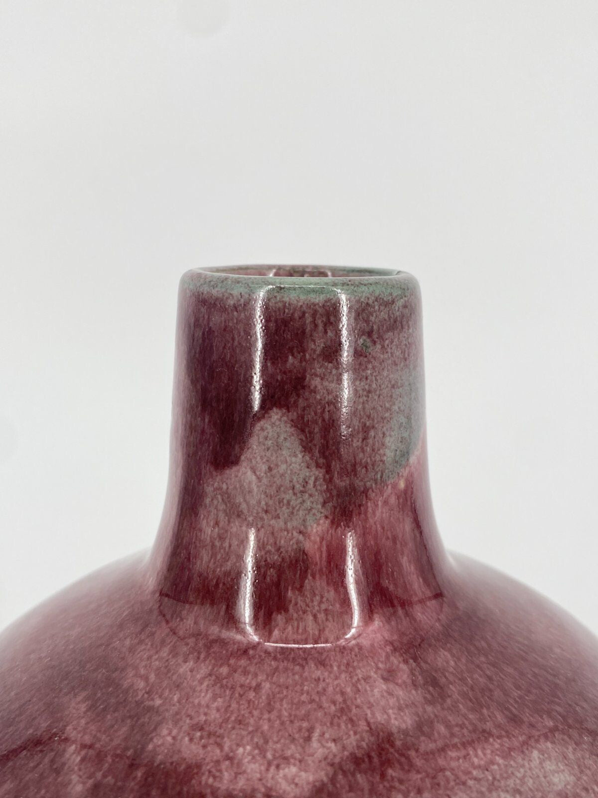 * STUDIOKERAMIK BAUCHIGE VASE WEINROT MINT VINTAGE 17,5CM MIDCENTURY