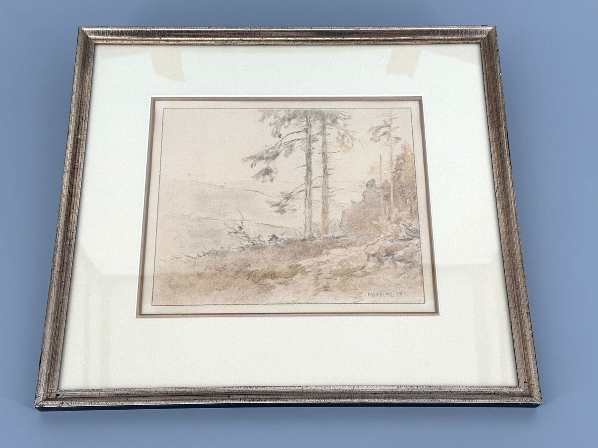 *ZEICHNUNG NELSON KINSLEY WALDLANDSCHAFT 1935 SIGNIERT GRAFIK