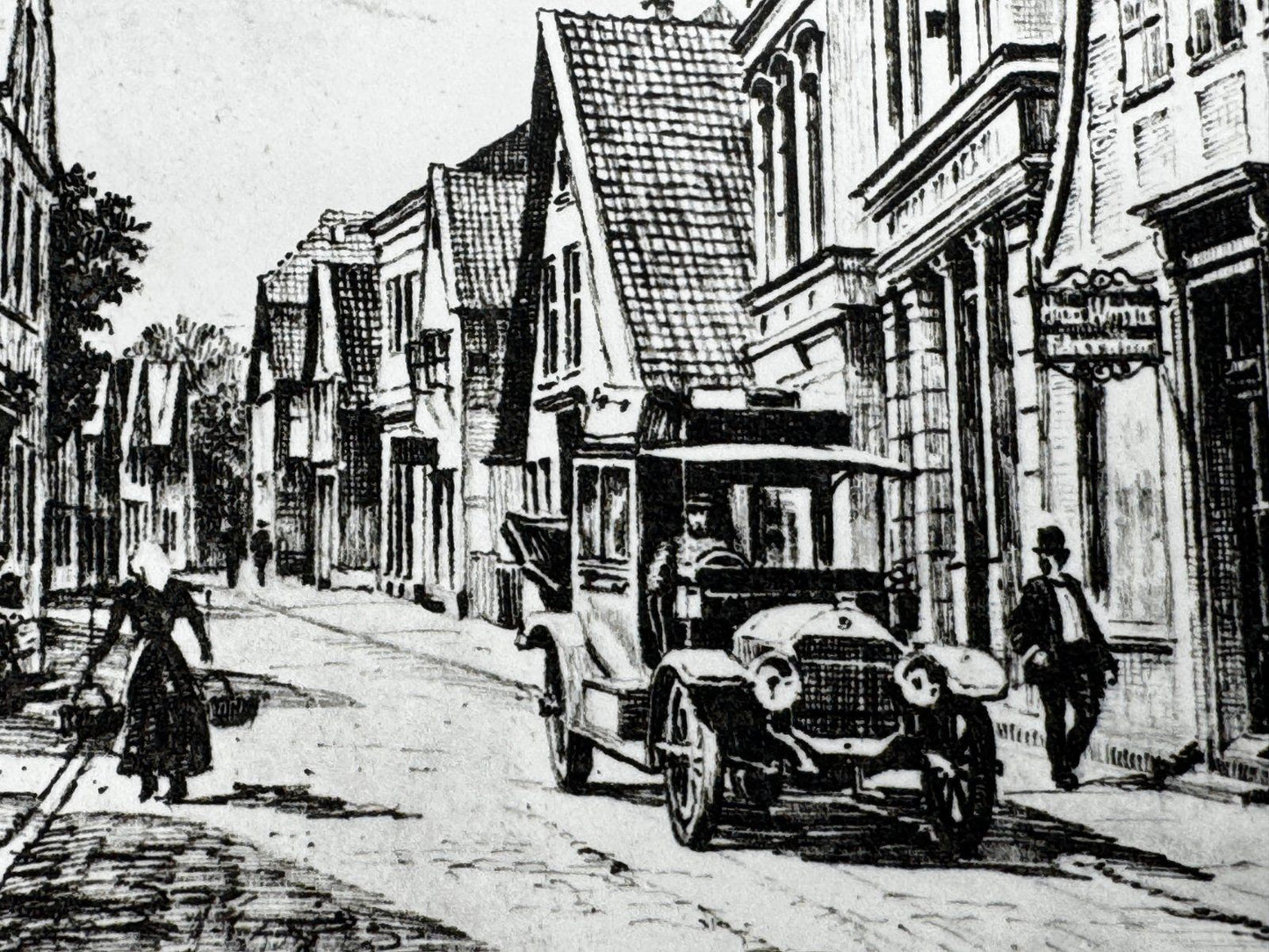 * HEINZ WEHLISCH RADIERUNG CUXHAVEN NORDERSTEINSTRAßE UM 1908  ANSICHT