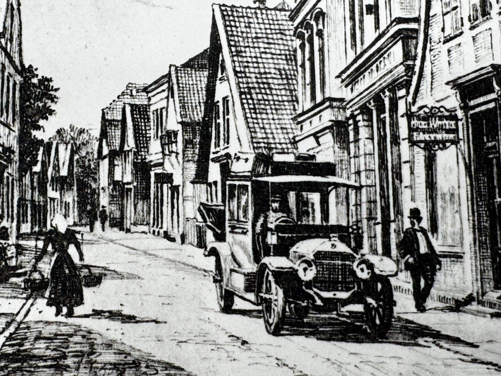 * HEINZ WEHLISCH RADIERUNG CUXHAVEN NORDERSTEINSTRAßE UM 1908  ANSICHT