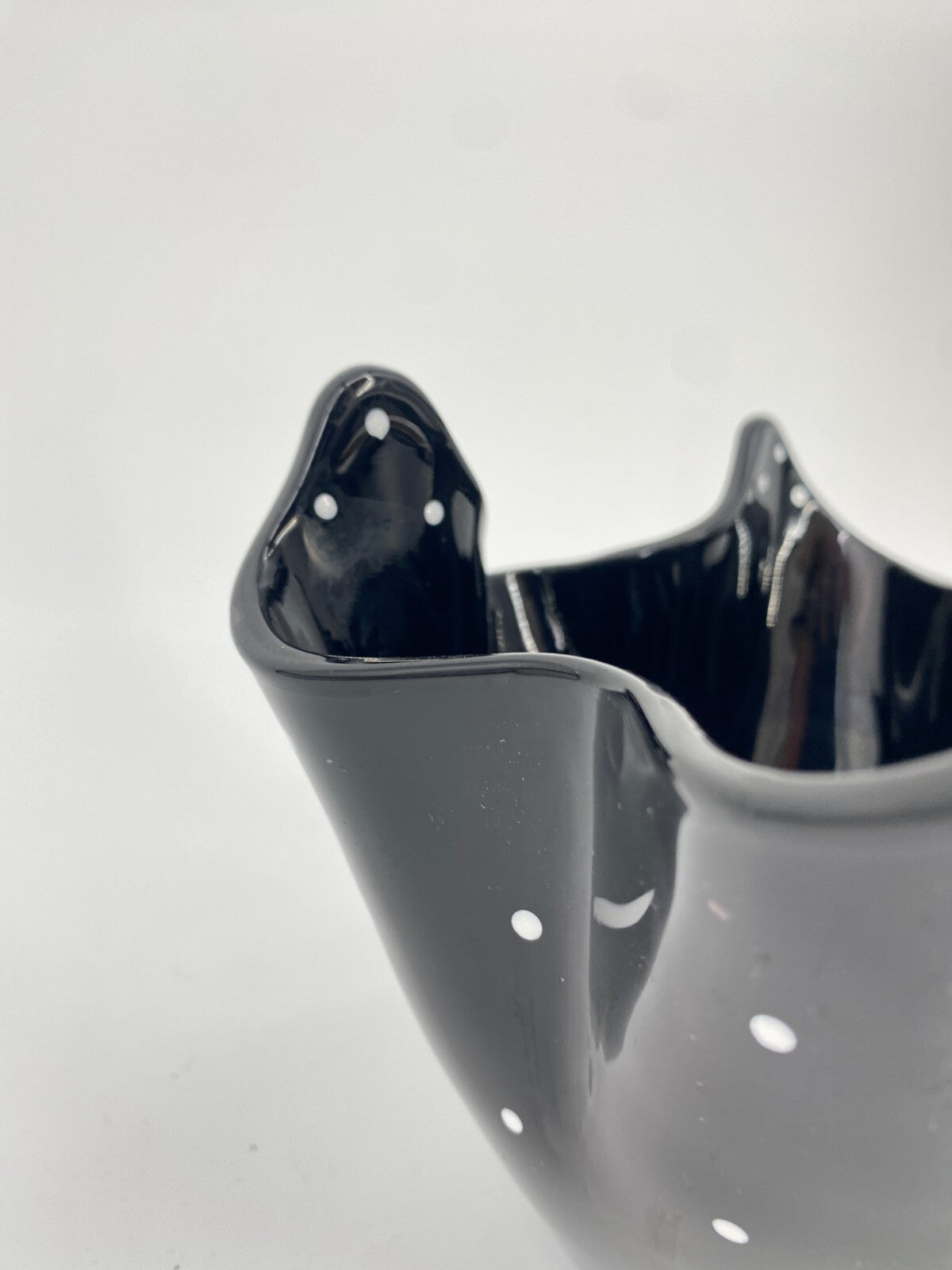 * BAGLEY POLKA DOT FAZZOLETTO VASE SCHWARZ WEIßE PUNKTE VINTAGE  ENGLAND