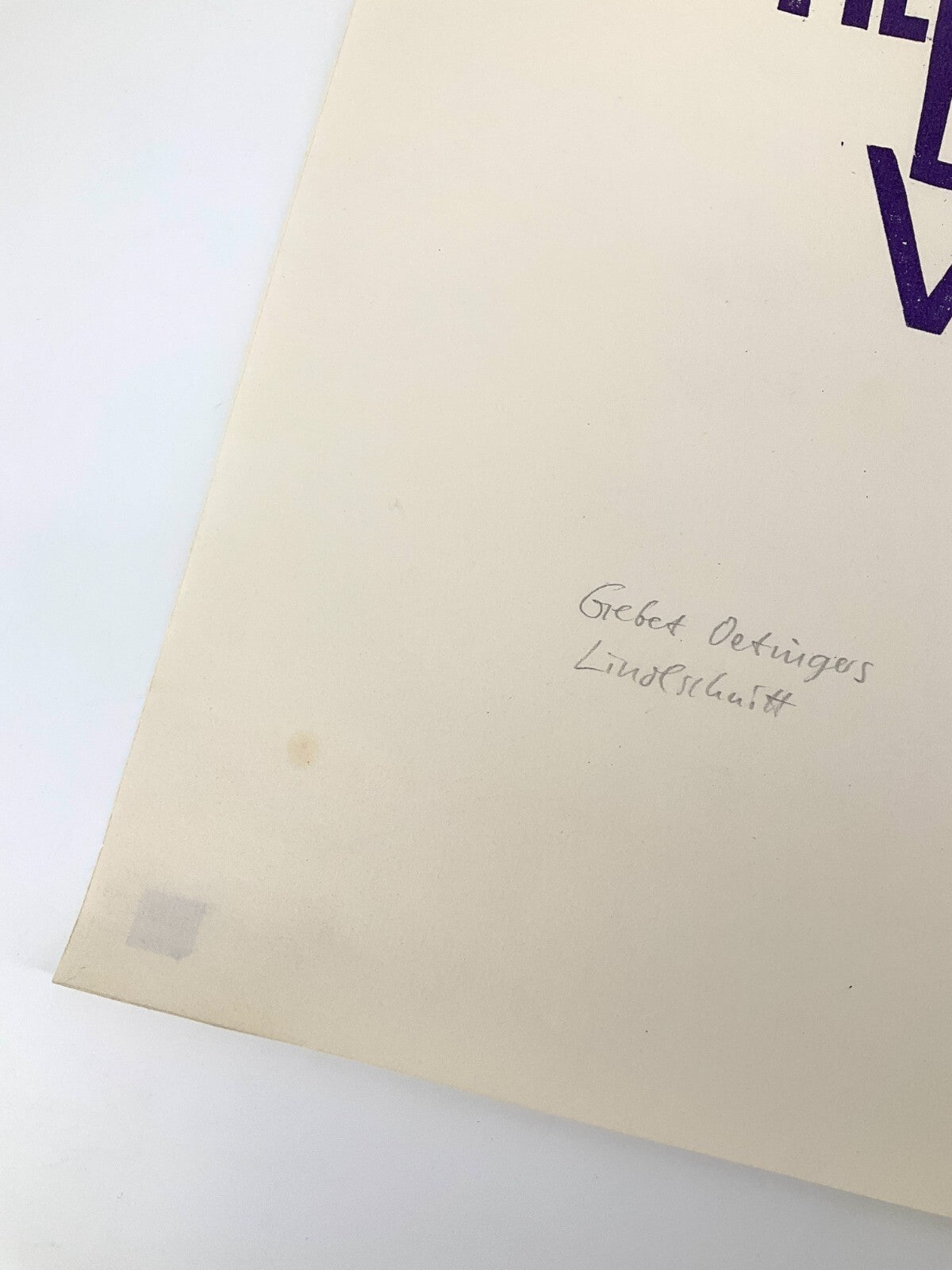 *LINOLSCHNITT MATTHIAS KLEMM GEBET OETINGERS 1972 SIGNIERT ORIGINAL SCHRIFTBILD