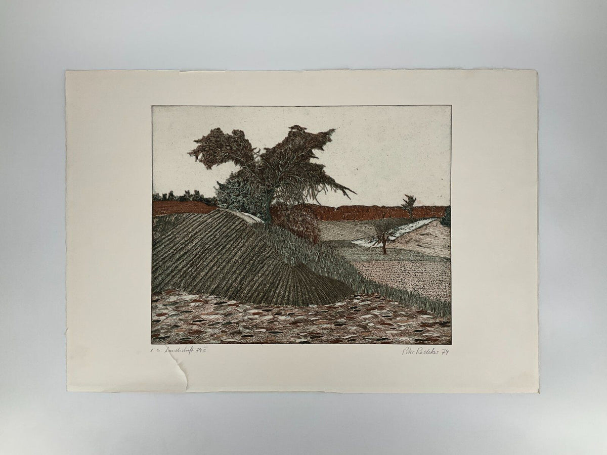 * RADIERUNG PETER REDEKE DRUCK AQUATINTA FARBIG LANDSCHAFT 79 III 1979 KUNSTWERK