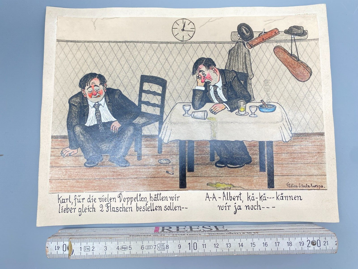 HANS DIETER BAUM NACHLASS ZEICHNUNG WENZEL HUMOR MUSIKER ZEICHNUNG KARIKATUR 60e