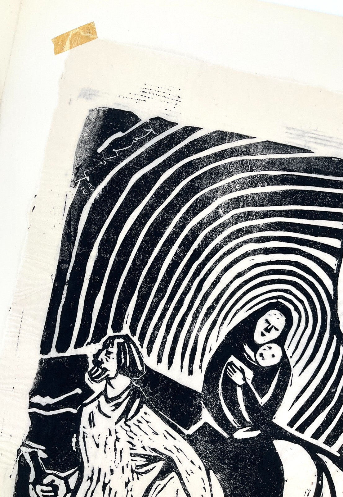 *LINOLSCHNITT WALTER KALOT FLUCHT NACH ÄGYPTEN 1955 EXPRESSIONISMUS BIBEL ORIGIN