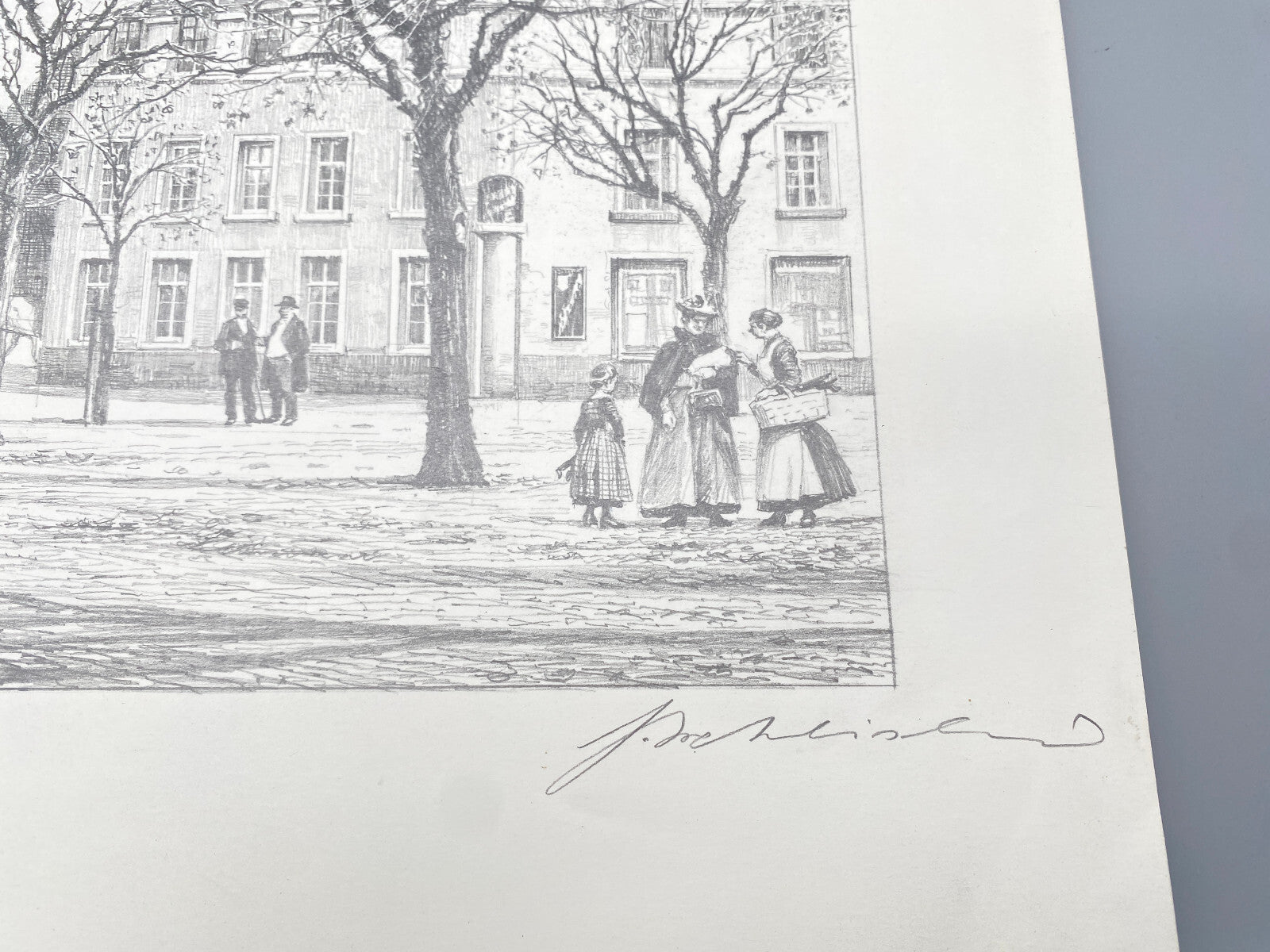 DEUTSCHER KÜNSTLER HEINZ WEHLISCH GEILENKIRCHEN MARKTPLATZ UM 1910 ZEICHNUNG