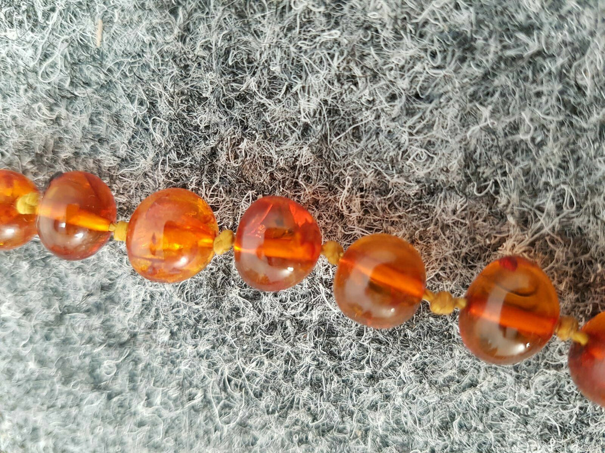 BUTTERSCOTCH KUGELN BERNSTEIN HALS KETTE AMBER SCHMUCK 78CM LANG ÜBER 58 STEINE