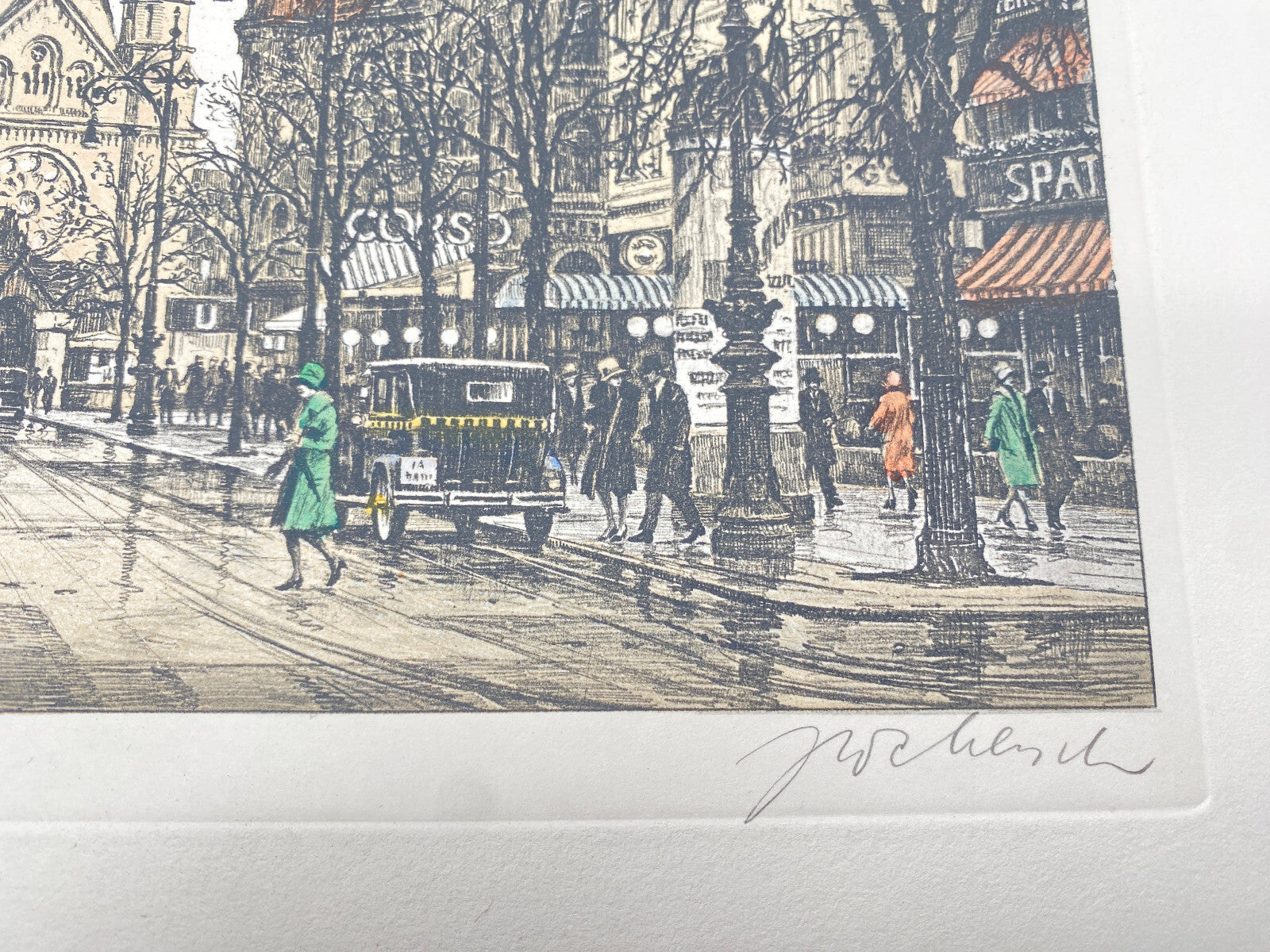 HEINZ WEHLISCH BERLIN HARDENBERGSTR 1930 ORIGINAL RADIERUNG KOLORIERT SIGNIERT