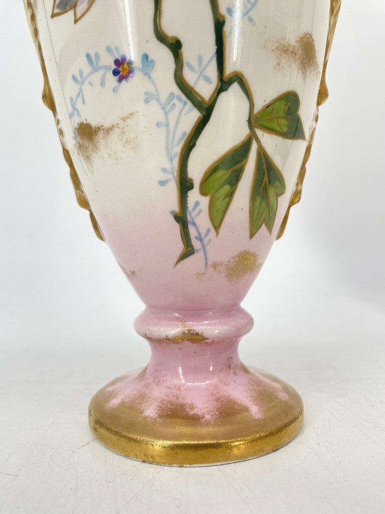 * 2 x VASE PRUNKVASE HENKELVASE BONN FRANZ ANTON MEHLEM PORZELLAN GOLD FLORAL