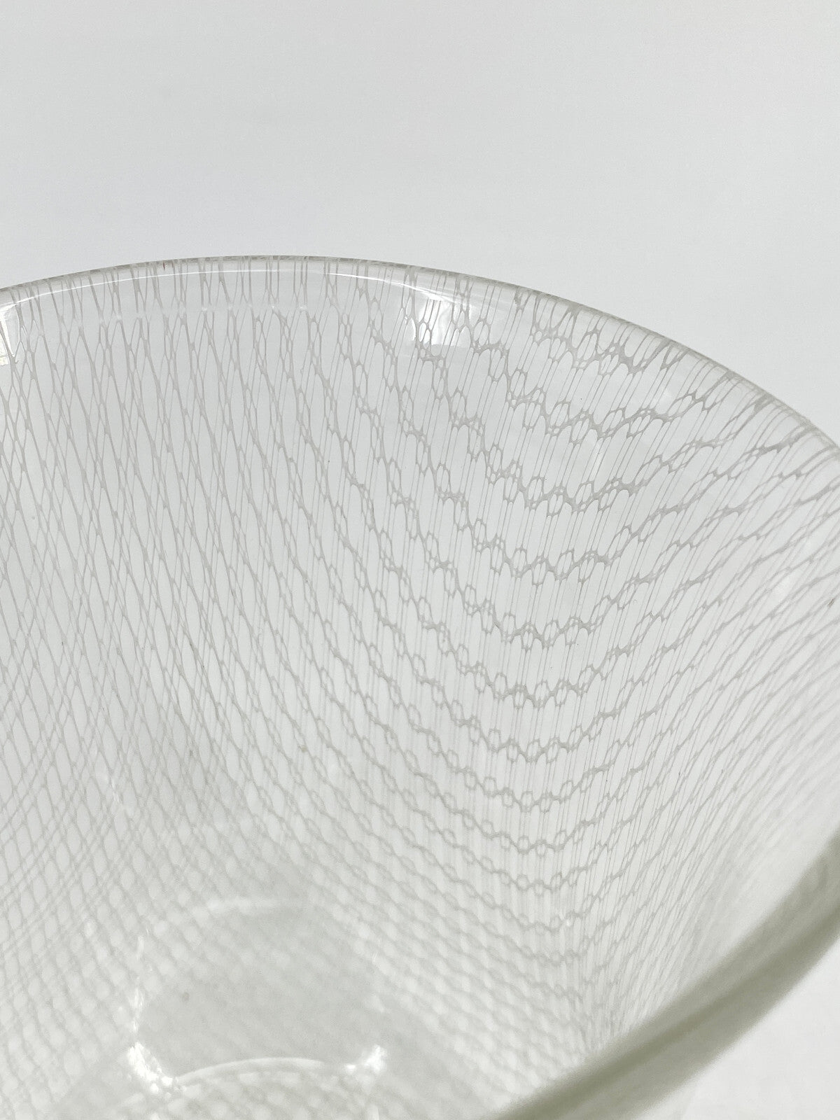 * GLAS VASE MERLETTO RETICELLO FADENGLAS MUNDGEBLASEN NETZMUSTER VINTAGE