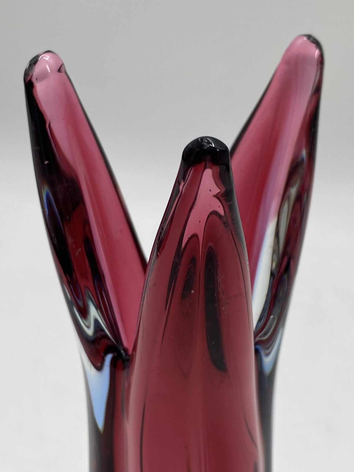* MURANO GLAS VASE ITALIEN MID CENTURY SOMMERSO LILA ROSA MAGENTA