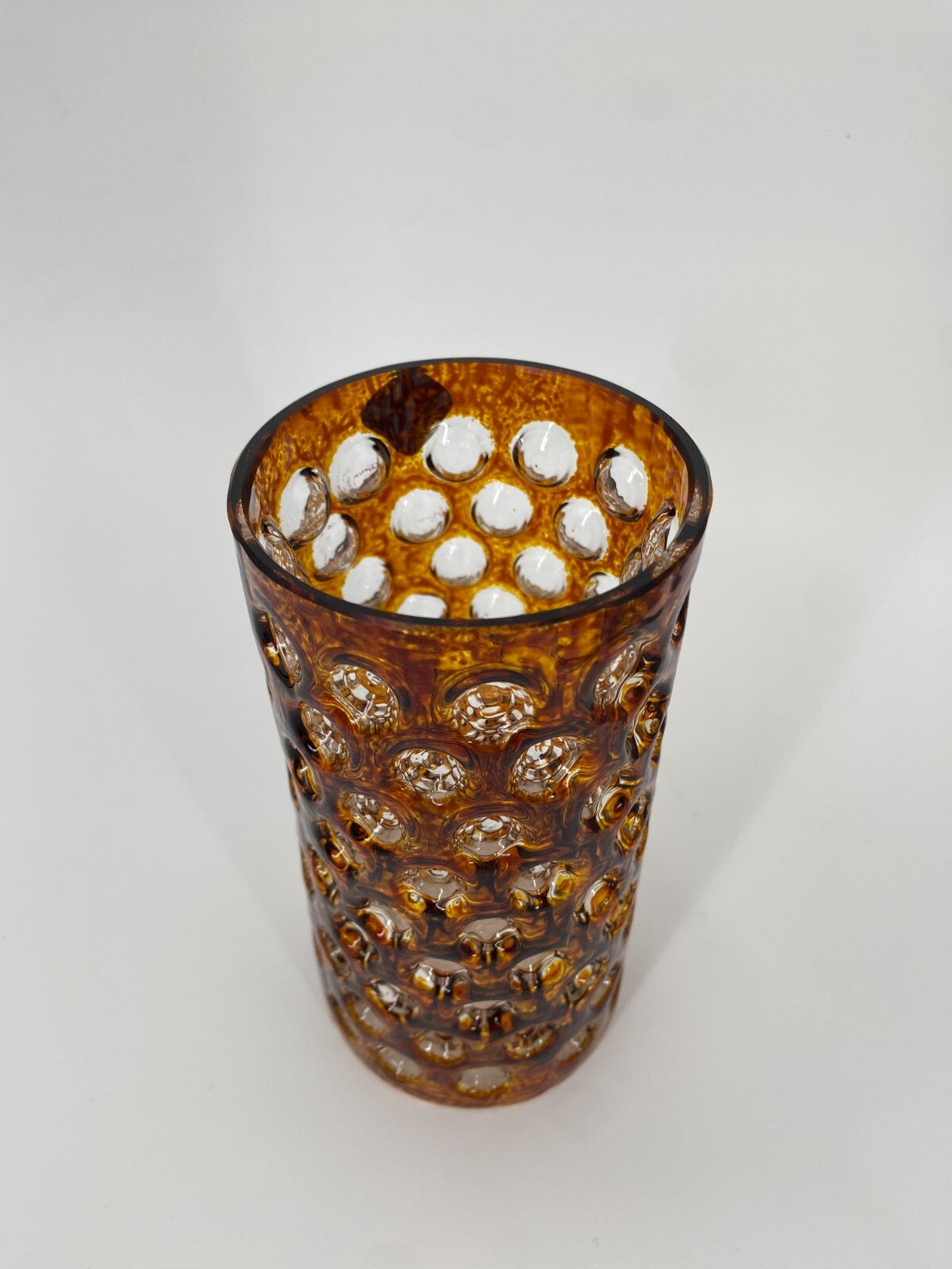 * GLAS VASE ALFRED TAUBE  BERNSTEINFARBEN VINTAGE BUBBLE