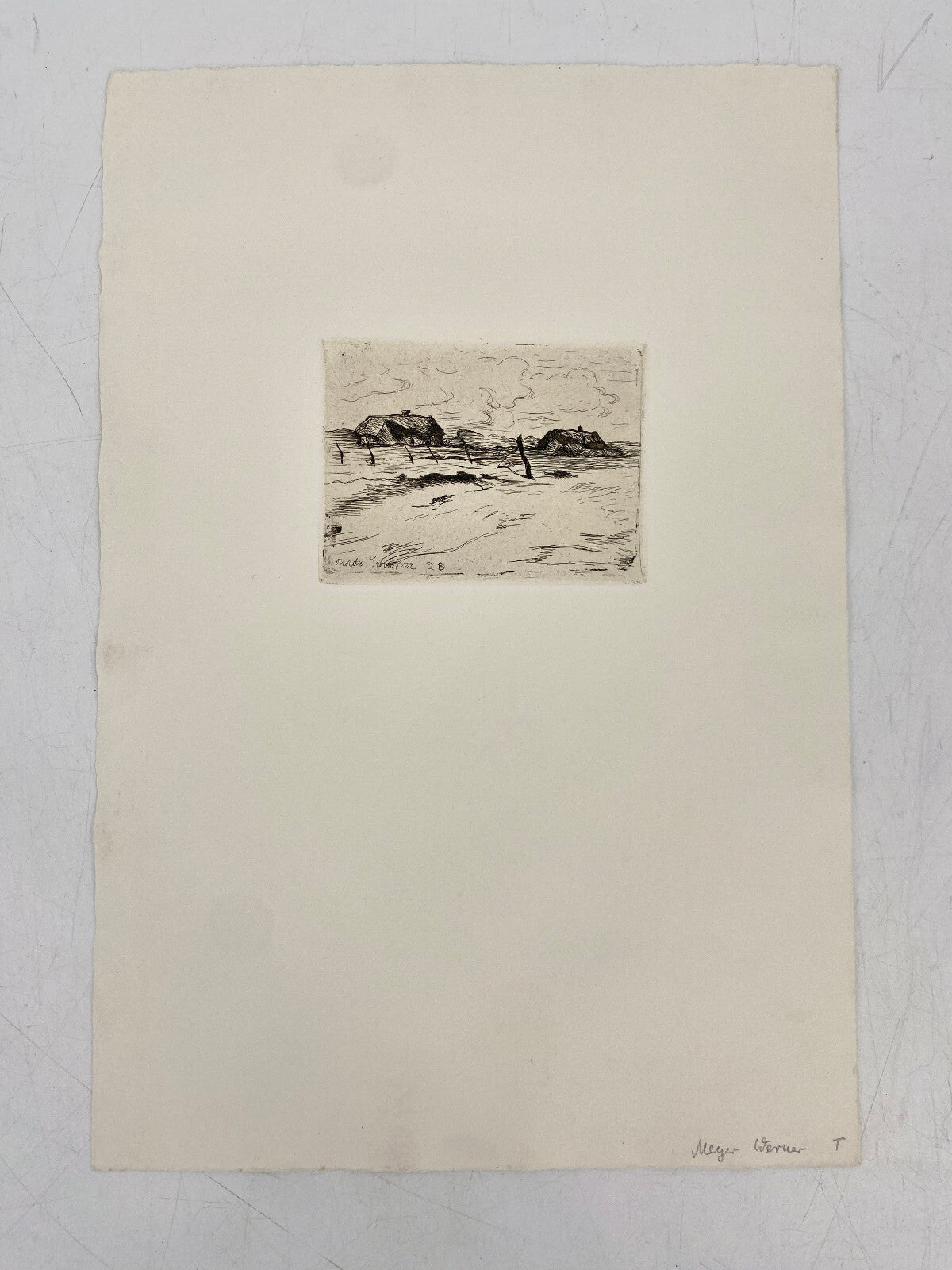 * FRIEDRICH SCHAPER 1869-1956 RADIERUNG LANDSCHAFT SYLT LICHTWARK 1928