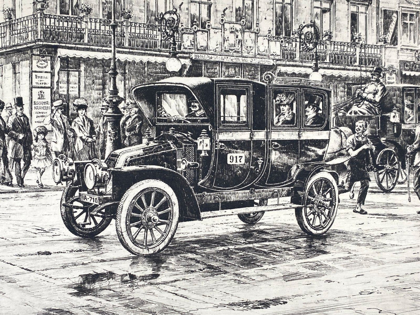 *1v6 HEINZ WEHLISCH LITHOGRAFIE BERLIN AUTOMOBIL RENAULT 1912