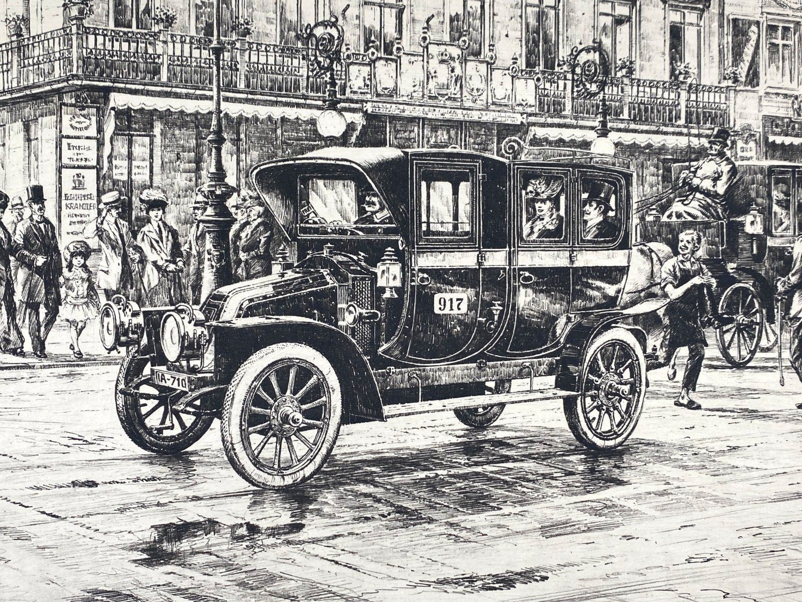 *1v6 HEINZ WEHLISCH LITHOGRAFIE BERLIN AUTOMOBIL RENAULT 1912