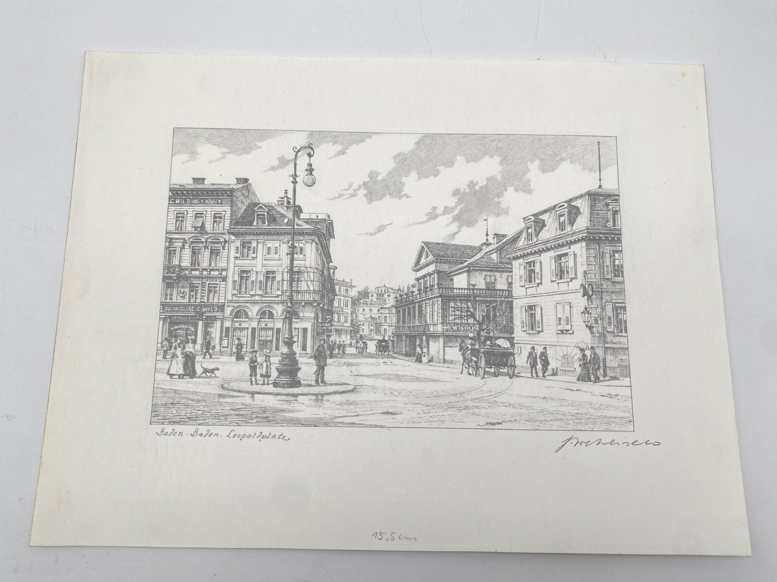 DEUTSCHER KÜNSTLER HEINZ WEHLISCH ZEICHNUNG BADEN BADEN LEOPOLDPLATZ SIGNIERT