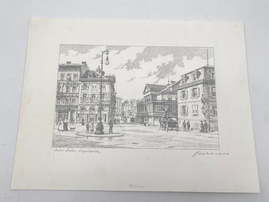 DEUTSCHER KÜNSTLER HEINZ WEHLISCH ZEICHNUNG BADEN BADEN LEOPOLDPLATZ SIGNIERT