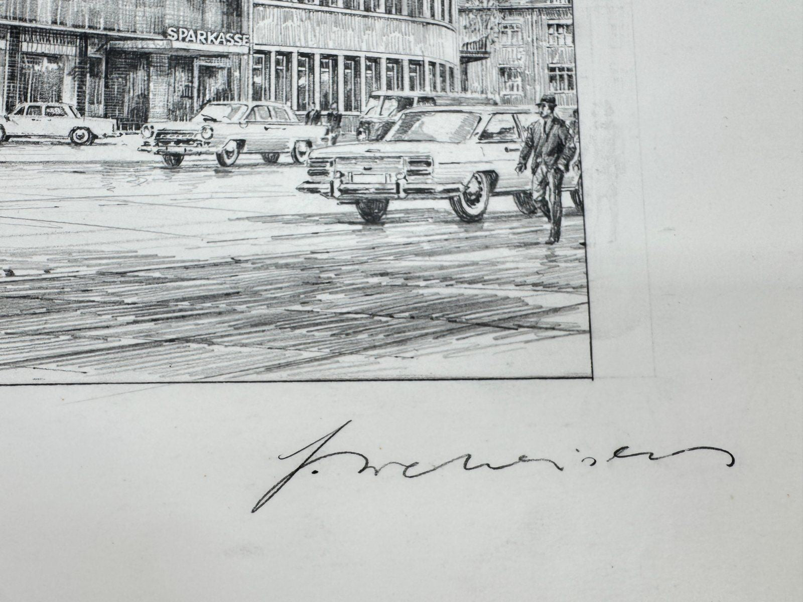 * HEINZ WEHLISCH ZEICHNUNG SPARKASSE WETZLAR SIGNIERT