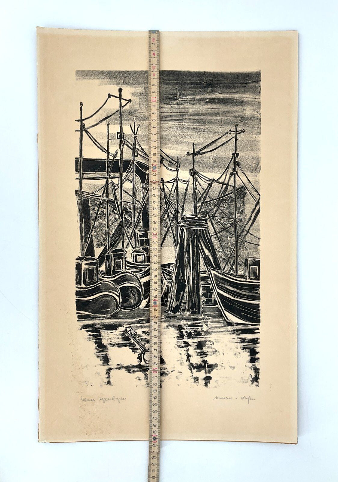 *LITHOGRAFIE KLAUS ZEGENHAGEN HAFEN WILHELMSHAVEN MARITIM ORIGINAL