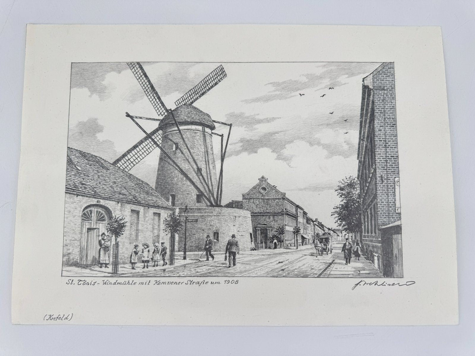 * HEINZ WEHLISCH ZEICHNUNG ST. TÖNIS WINDMÜHLE KEMPENER STRAßE