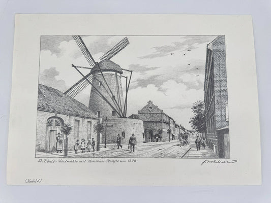 * HEINZ WEHLISCH ZEICHNUNG ST. TÖNIS WINDMÜHLE KEMPENER STRAßE