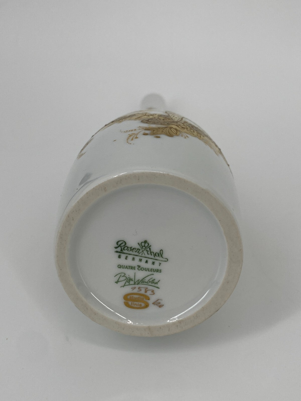 * VASE ROSENTHAL STUDIO LINIE QUATRE COULEURS BJÖRN WIINBLAD WEIß GOLD 27CM