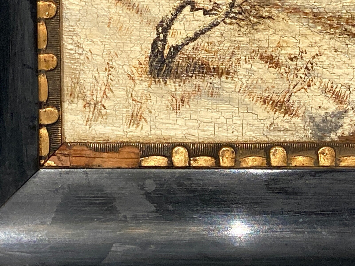 GEMÄLDE ÖL LEINWAND WINTERLANDSCHAFT A.WEISS 1915 MINIATUR MÜHLE